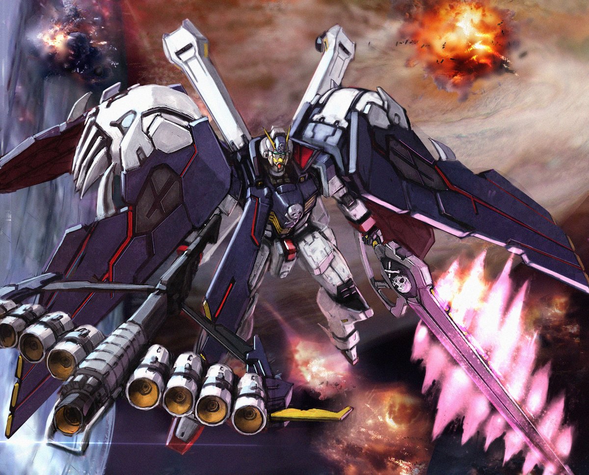 ra0aaa's tweet image. XM-X1 Crossbone Gundam X-1 Full Cloth
鋼鉄の7人でラスボス相手に2ページぶち抜きで見得を切るフルクロスのカッコよさと、ページ全体から伝わって来るこれでもかってぐらいのクライマックス感（早口）
#クロスボーンガンダム