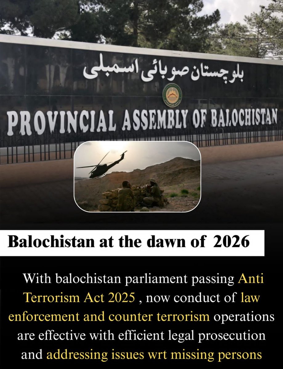 GulzaadBaloch's tweet photo. Balochistan at the dawn of 2026

Development works are identified in khuli katchehries and jirgas and executed without corruption.  Every district has a share of Rs 1 Bn ( this is in addition to provincial and MPA PSDP etc)
#Balochistan2026 #TransparentDevelopment #CorruptionFree https://t.co/BSD0J2oyj5