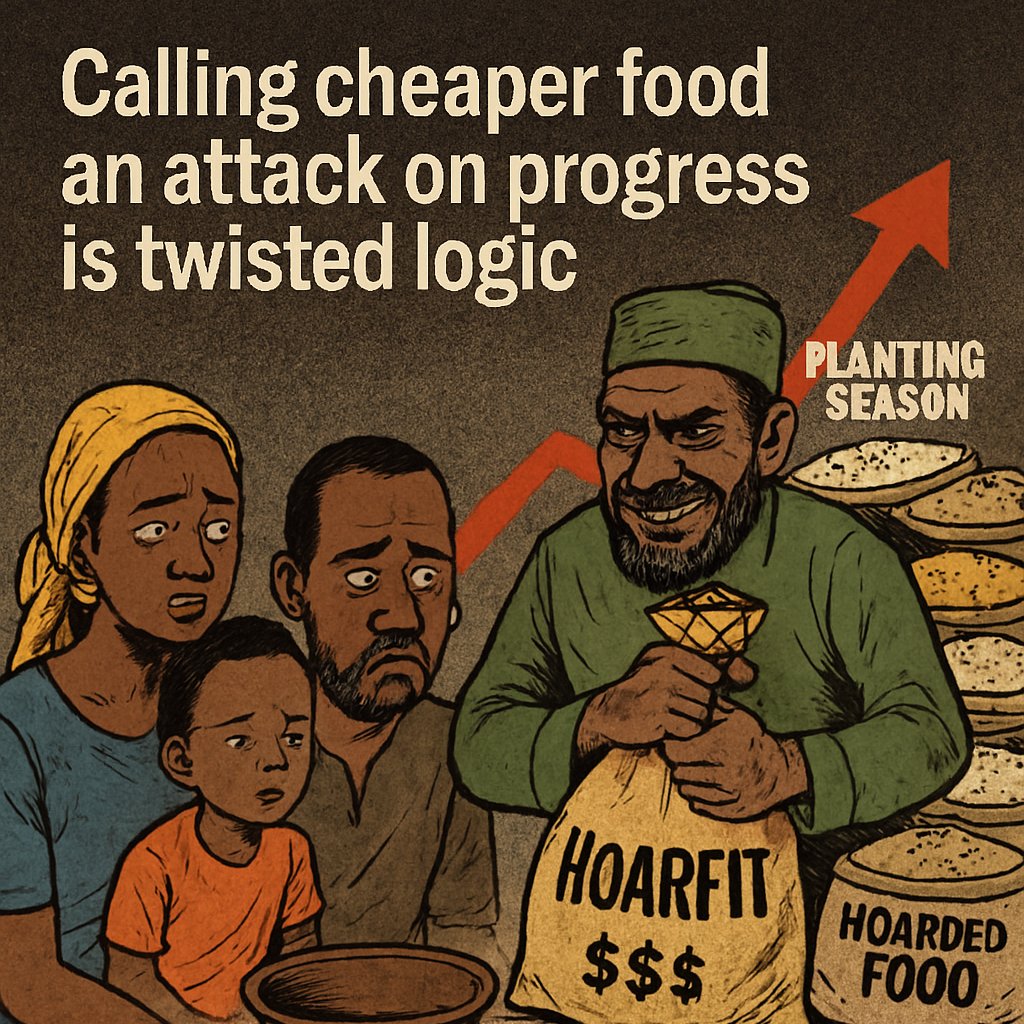 ModernMultiEntr's tweet photo. Cheaper food isn’t an attack on progress. Progress is families affording to eat, not hoarders squeezing profit. Crashing prices is pro‑people, not anti‑North. Defending scarcity is defending exploitation. https://t.co/0hfj8urK0K