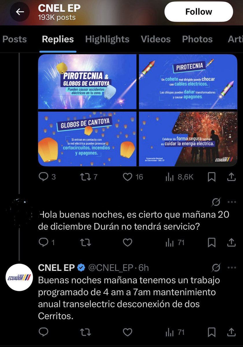 DanielFaour's tweet photo. Por que uno debe enterarse de un mantenimiento programado de 4am a 7pm que va a desconectar dos Cerritos y a su vez dejar a ciudad celeste sin luz, en un reply escondido a un usuario y no está debidamente anunciado @CNEL_EP @servicioscnelep https://t.co/lwFaiZO5pA