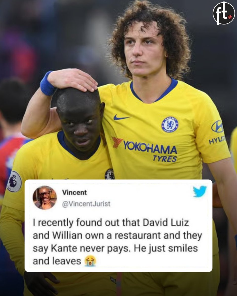 Footballtweet's tweet image. 🇧🇷 David Luiz and Willian opened a restaurant in London back in 2019 — and their Chelsea teammates made sure to show plenty of support by eating there whenever they could. 😅

However, one teammate, just turned up, smiled and never paid:

🗣 David Luiz on N'Golo Kanté: "Normally…