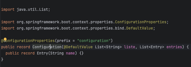 khmarbaise's tweet image. You can use them also as configuration record in Spring Boot (very convenient)... etc. like this.. or using them related to JSON/YAML etc.
