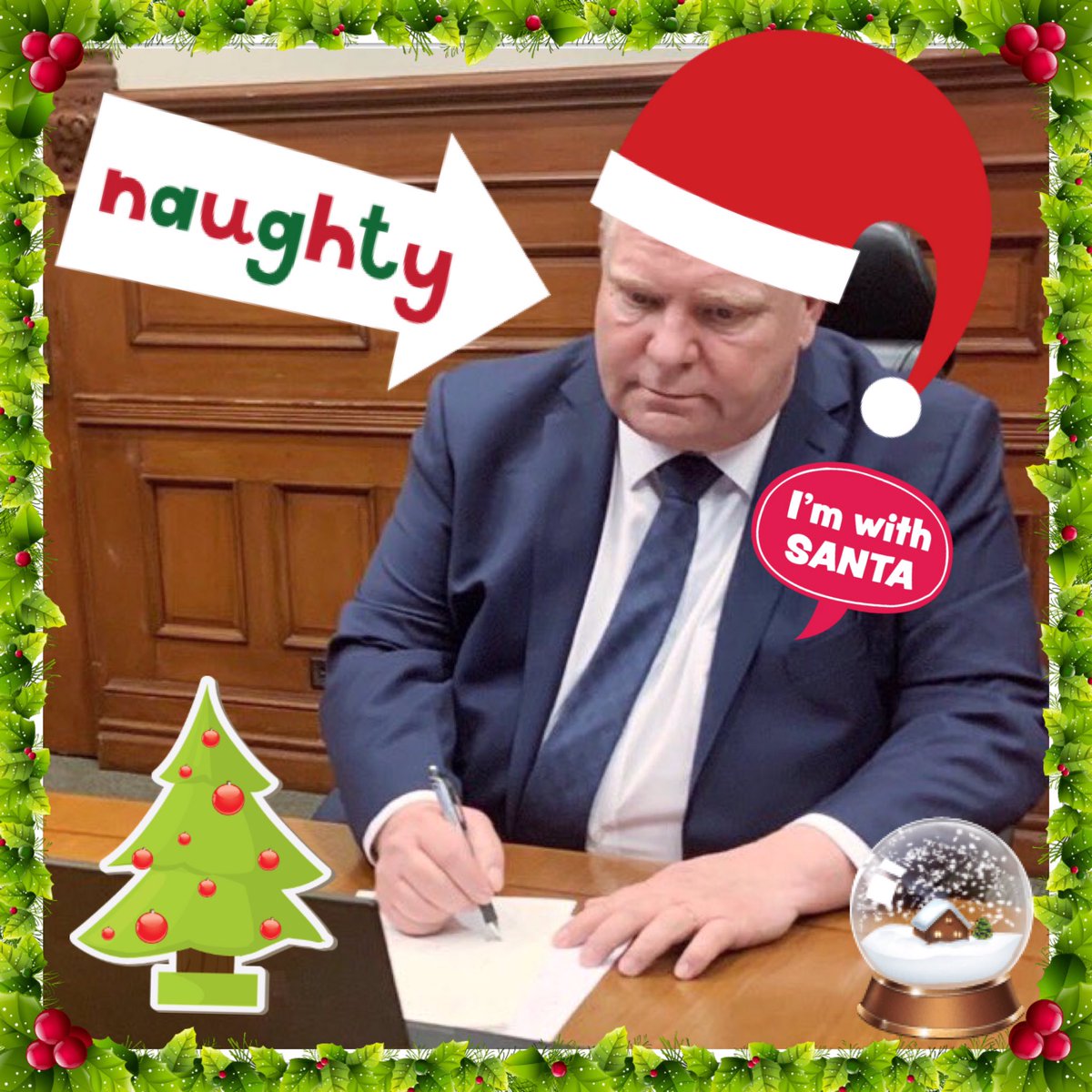 portagebaygirl1's tweet photo. Dear Santa🎅🏻, my name’s Doug. I’m 61. This year I was REALLY bad. I took 5 months off, I called Marit a liar, I wouldn’t let Tina ask me questions, I gave $10M taxpayer money to my buddy’s strip joint. For Xmas, I want more time off, an OPP hoodie & a tunnel. https://t.co/dDgjGFtNJp
