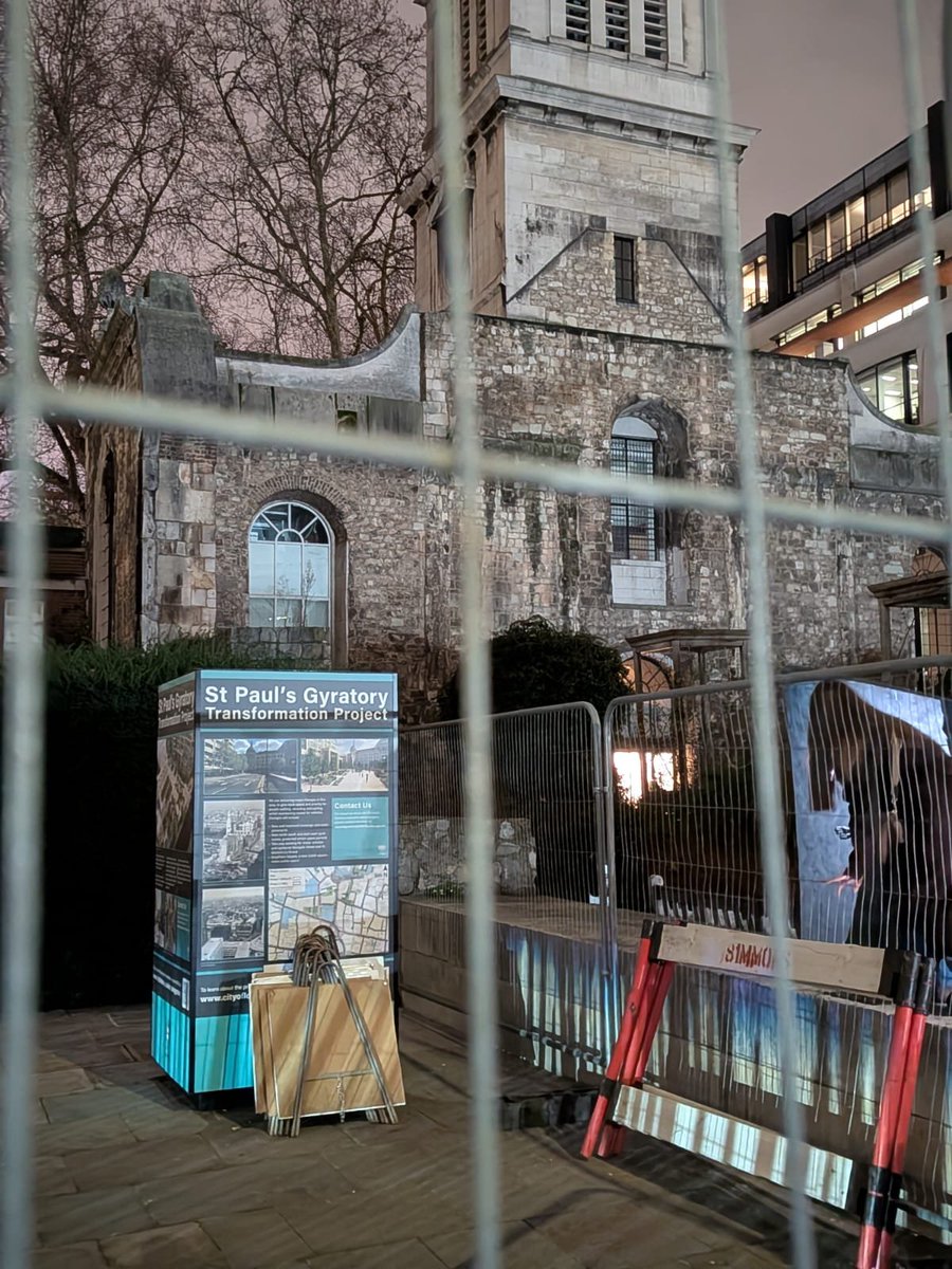 Chrishdouglas's tweet image. 'The exquisite charm of 'St Paul's Gyratory' (dec) is surpassed only by 'St Mary's Road Resurfacing' (perp) in Cripplegate.'   (N. Pevsner 2025)