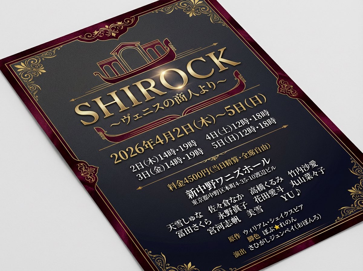 シェイクスピア演ります！
メンバーも確定　
あえて女性のみ　　　
女性版ヴェニスの商人
東北高校演劇界では　
常連のぼぶ⭐︎れのん作
2018年に東北大会に選出された作品　私なりのテイストでどう料理出来るか向き合い闘います
#シャイロックとヴェニス
#シャイロック
#ヴェニスの商人

SHIROCK