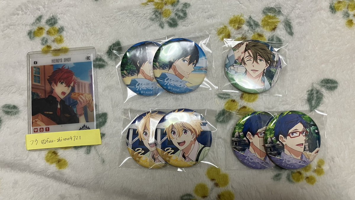 交換 Free! hometown 缶バッジ フォトカード 譲:缶→☆遙 〇真琴 渚 怜