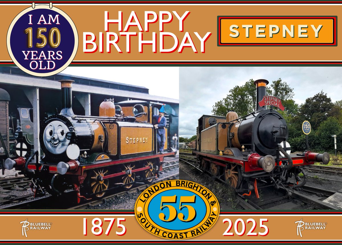 🎉🚂 150 Years of Stepney! 🚂🎉

Today we celebrate the 150th birthday of No. 55 Stepney — one of the most iconic and much-loved locomotives in Bluebell Railway history. 

A true symbol of preservation, past and present.