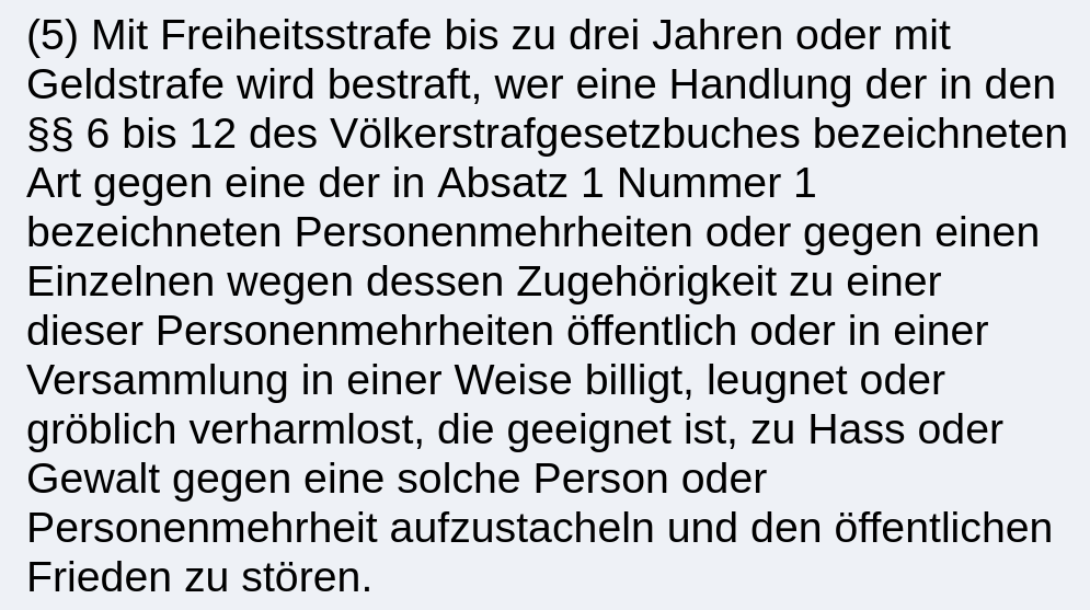 Nach §130 Volksverhetzung:
Es ist strafbar Völkermord, Verbrechen gegen die Menschlichkeit und Kriegsverbrechen zu leugnen, wenn sie zu Hass oder Gewalt aufstacheln.

Das gilt auch für Kriegsverbrechen an Palästinensern.