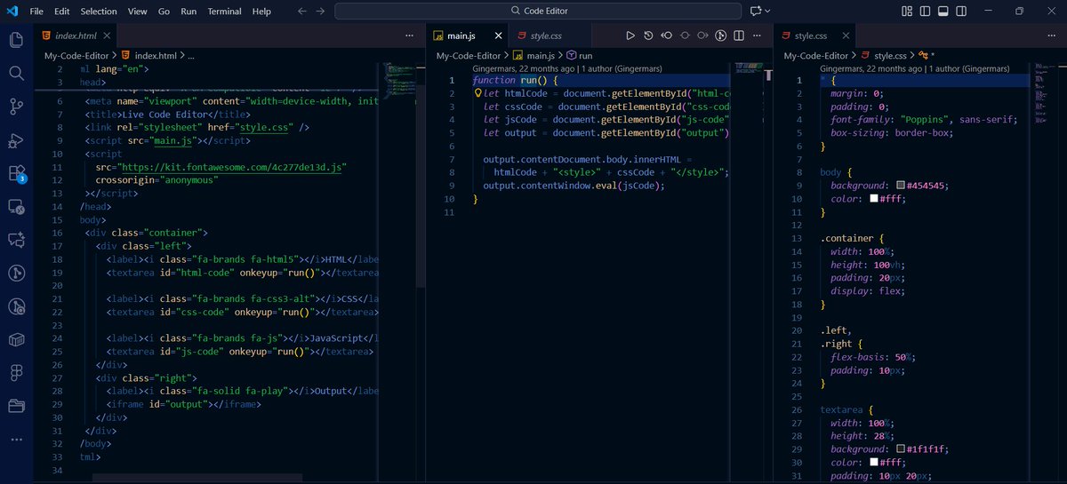 Gingerboymars's tweet image. There is a quiet magic in building the tools you use.

I built a distraction-free code editor for my first frontend project. Simple &amp;amp; Intentional.

Stack: HTML • CSS • JS

Demo:gingermars.github.io/My-Code-Editor/  Repo: github.com/Gingermars/My-…

#FrontEnd #WebDev #OpenSource