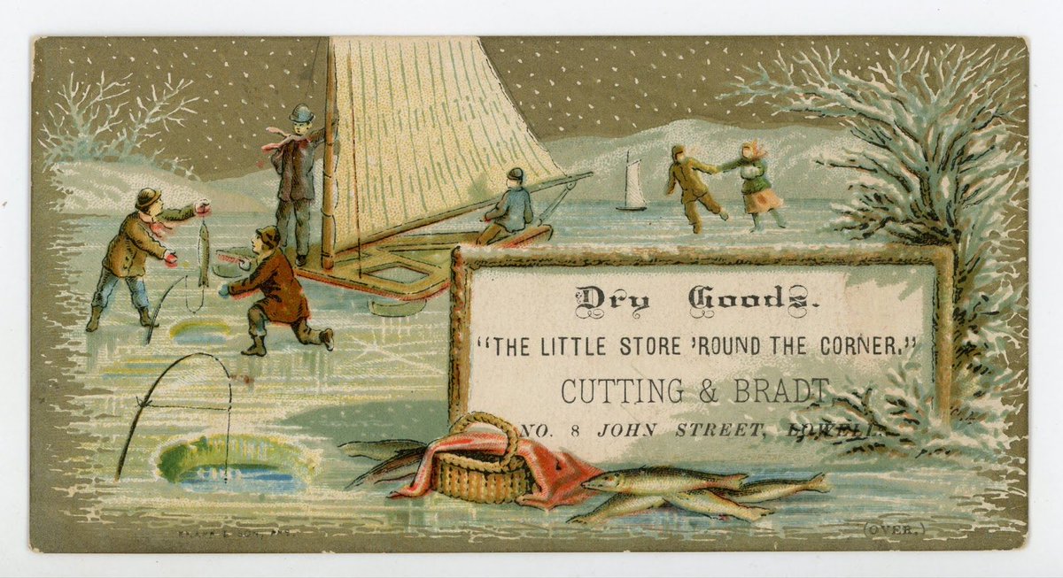 SeaportMuseum's tweet photo. Happy #FirstDayOfWinter! Today, we’re celebrating the cold season—which indeed already started here in New York City—with a trade card for Cutting & Bradt Dry Goods depicting people #IceSkating, #IceFishing, and racing on a traditional #IceBoat on a frozen lake.
🎣: 2003.25.9 https://t.co/dHnOknszBq