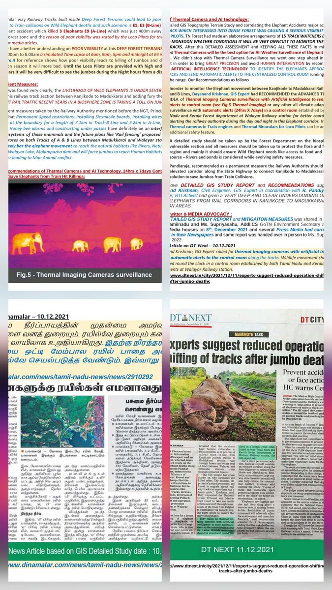 dayatiger197312's tweet photo. 6000 #Elephants #saved 
How my detailed #GIS mapstudy on #ElephantKillings by Trains in Madukkarai to Walayar section and my #TechnicalSuggestion to implement #ThermalCameras, #AI_technology through Media Advocacy, NGT &amp; Madras High Court got implemented
https://t.co/REOsNbWg6r https://t.co/LMhkz4bn1v
