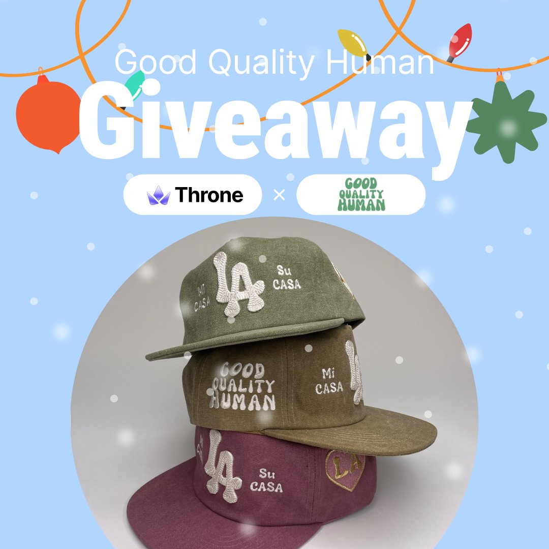 🎉Throne x Good Quality Human Giveaway

❄️We're gifting 3 lucky winners two hats each!

To Enter:
Reply with Throne link + RT
Follow <a href="/GoodQualityHum/">GoodQualityHuman</a>

⌛You have 72 hours