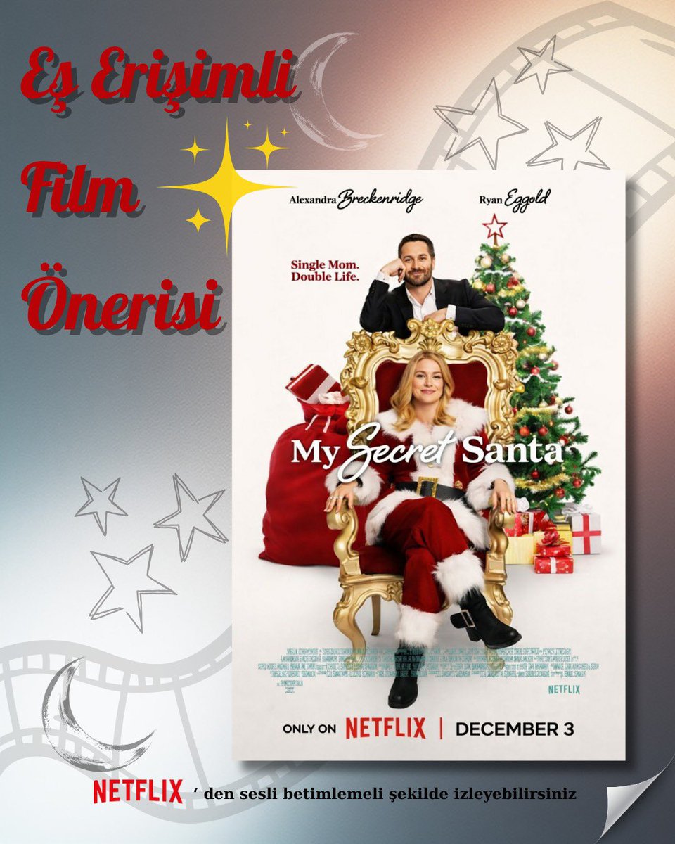 🌙 Yılın en uzun gecesi.
Yarın yeni bir hafta başlıyor.

Bu akşama yakışacak, iç ısıtan bir öneri: My Secret Santa (Noel Annem) 🎬
Netflix’te sesli betimlemeli olarak izlenebiliyor.
Battaniye hazırsa, film molası da hazır. ✨

#EnUzunGece #FilmÖnerisi #Erişilebilirlik #Netflix