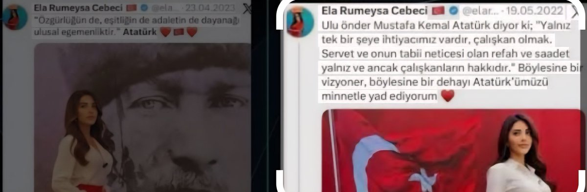 *Sadettin Saran:"Ben koyu kemalistim,bana kalsa heryere O'nun resimleri koyarım"

*Rümeysa "bileğimi kesseniz Atatürk akar,kimse bu sevgimi sorgulayamaz"

*Dilan Polat "Keşke herkes kemalist olsa,hepimiz O'nun izindeyiz"

Sizce Ortak özellikleri kemalist olmaktan başka nedir 🤔