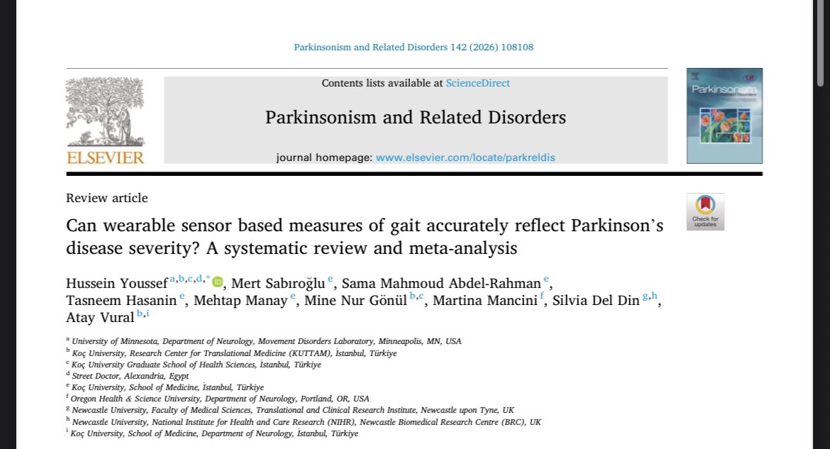 ParkinsonismD's tweet image. Can wearable sensor based measures of gait accurately reflect Parkinson's disease severity? A systematic review and meta-analysis

#wearable #sensor #gait #Parkinson #PD #systemicreview #metaanalysis

@PRDAssociation 

Log in to January 2026 #PRD

prd-journal.com/article/S1353-…