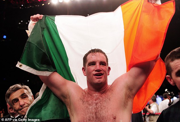 Sai_Ishaya_'s tweet photo. It's also telling that they never have this flak for Tyson Fury when he flies the Irish flag. Fury who has said repeatedly that he identifies as British and Irish at the same time. 
He uses Irish songs for his ring walk, wears the Irish-tricolor, and openly identifies as Irish first, before British.