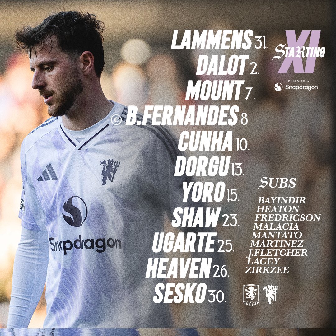 UtdForever7's tweet image. 🚨BREAKING!!

Manchester United official lineup for today’s game against Aston Villa!

#MUFC