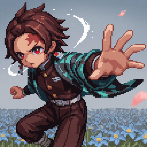 Get away from my sister! 👿 #pixelart #ドット絵 #DemonSlayer