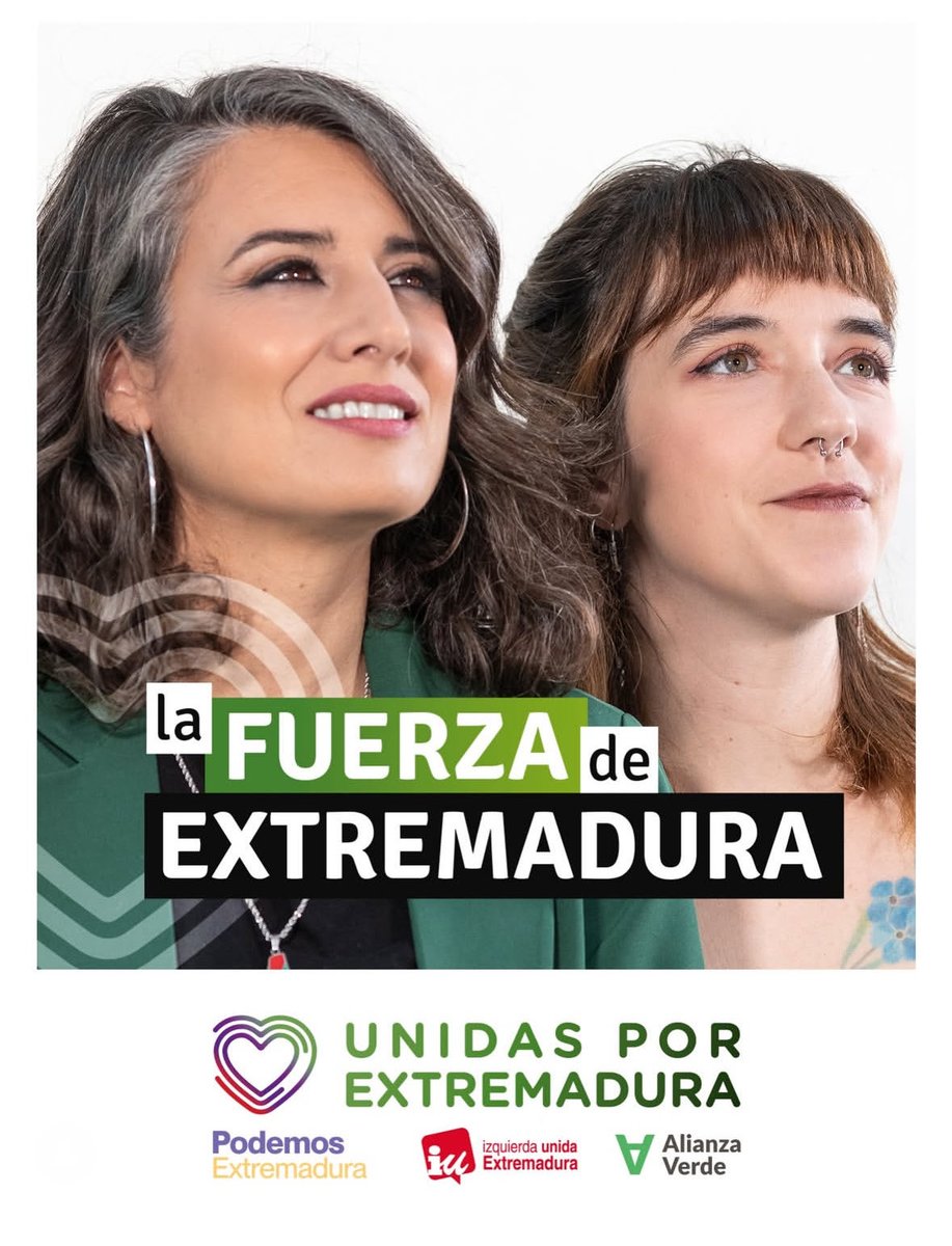 Toda la fuerza <a href="/IrenedeMiguelEx/">Irene de Miguel</a>, <a href="/nereafercor/">Nerea Fdez. Cordero🇵🇸</a>, y a todo el equipo de <a href="/Unidasporext/">Unidas por Extremadura</a> !!

Qué campaña chicas 💪🏻✊🏻
#LaFuerzaDeExtremadura