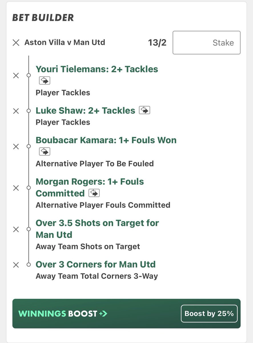 BetLabFootball's tweet image. Villa vs Utd ⚽️🔜💰

Odds: 13/2

Tielemans tackles:
2,3,4,2,3

Shaw tackles:
3,3,4,1,4

Kamara fouls won:
2,0,2,2,3

Rogers fouls committed:
2,3,2,3,2

Utd corners:
5,9,6,4,9

United SOT:
9,10,4,6,6

📊@StatsHubCom 

#GamblingX #GamblingTwitter