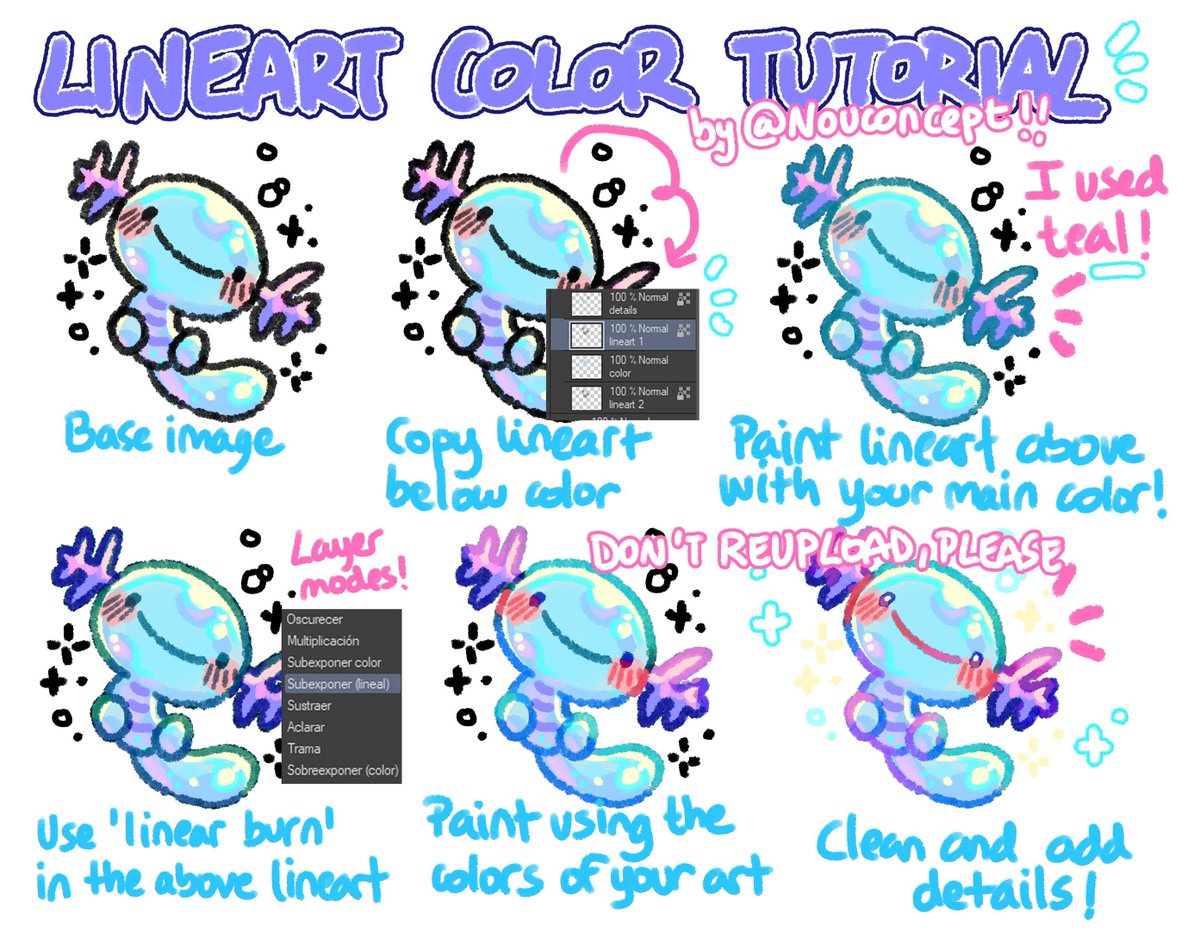 quick lineart color tutorial in digital! 🎨🌈 this method is useful when you still don't know much about color theory

more info below! ✨