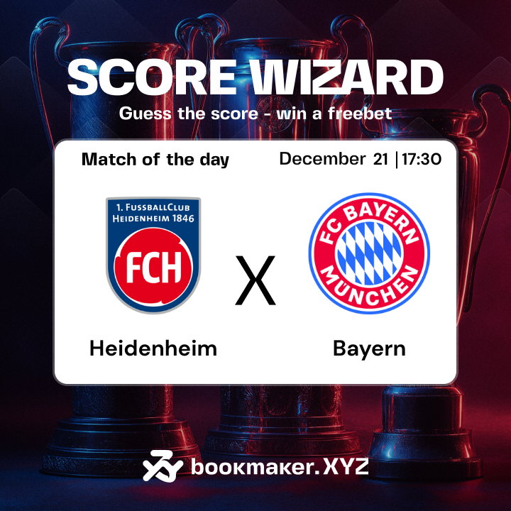 🧙‍♂️ Score Wizard

Today’s game: Heidenheim vs Bayern
This one’s tricky, Bayern can score a lot.

Think you can predict the final score?
Get it right and win a $20 freebet!

How to enter:
✅ Follow <a href="/bookmakerxyz/">bookmaker.XYZ</a>
✅ Like &amp; Retweet
✅ Comment your score prediction

‼️ One guess only.
