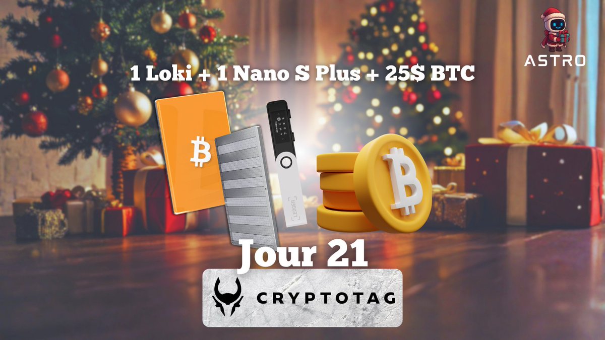 CALENDRIER DE L’AVENT [21/24] 🛡️

Avec les fêtes qui approchent, <a href="/CRYPTO_TAG/">CRYPTOTAG | Seed Phrase Storage</a> vous offre (à nouveau) le pack pour garantir la survie de vos cryptos :

1️⃣ Plaque Loki

2️⃣ Ledger Nano S Plus (Le cold wallet de référence)

3️⃣ 25$ en BTC offerts !

👉 Pour remporter ce trio gagnant :