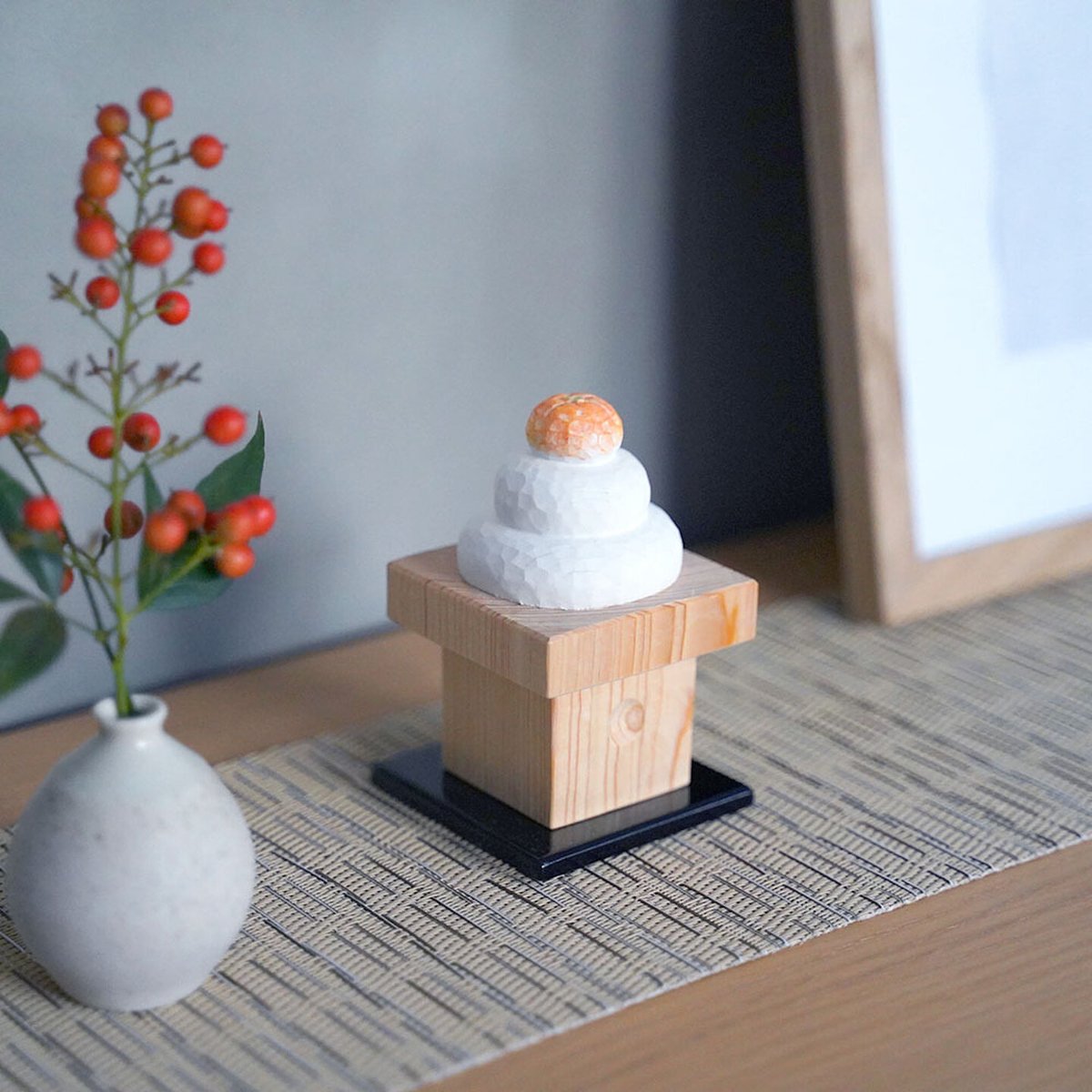 美品◆鈴木彫刻所 鏡餅 木箱あり◆お正月飾り Ｌ