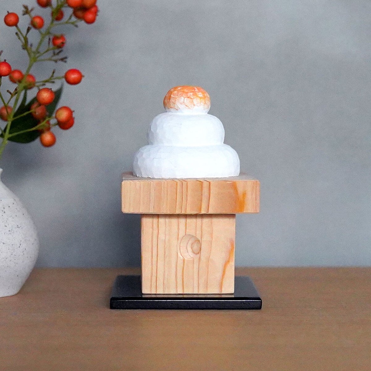 Ｌ 木箱あり◆お正月飾り 美品◆鈴木彫刻所 鏡餅