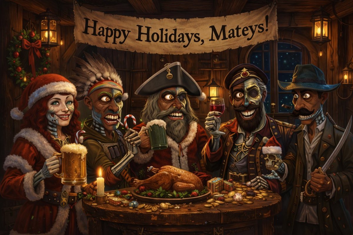 XRPL_xPirates's tweet photo. Ho ho ho, ye scallywags. ⚓️
From the crew of rum-soaked misfits to every matey sailing these digital seas , we wish ye calm waters, full chests, strong hands, and plenty of laughter this holiday season.

Happy Holidays, and may the new year bring fair winds and plenty of loot. 🏴‍☠️ https://t.co/wu5wKT17kA