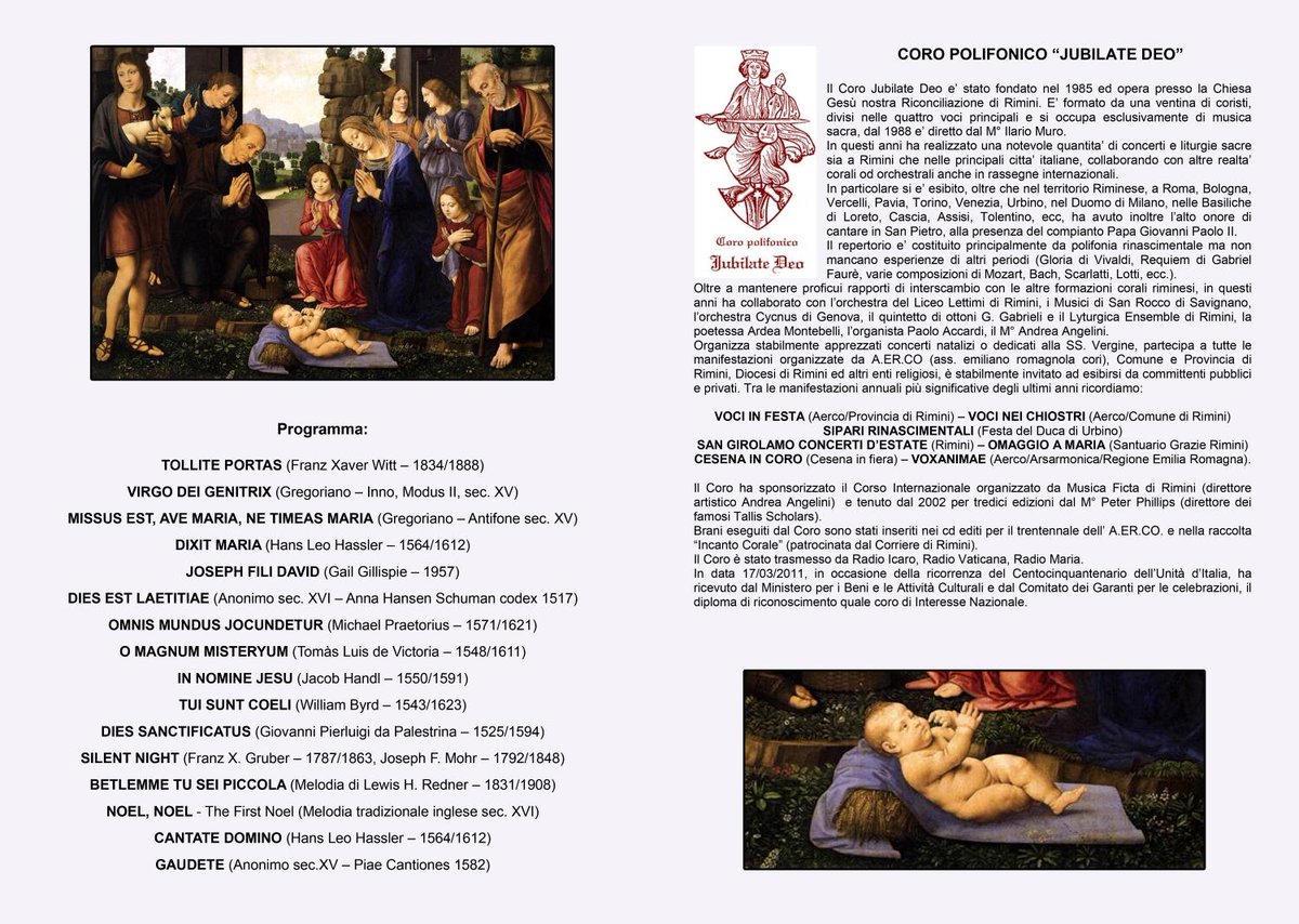 Jubilate Deo Rimini - Coro Polifonico - DIES EST LAETITIAE, concerto del 21 dicembre 2025 jubilatedeorimini.it/index.php?opti…