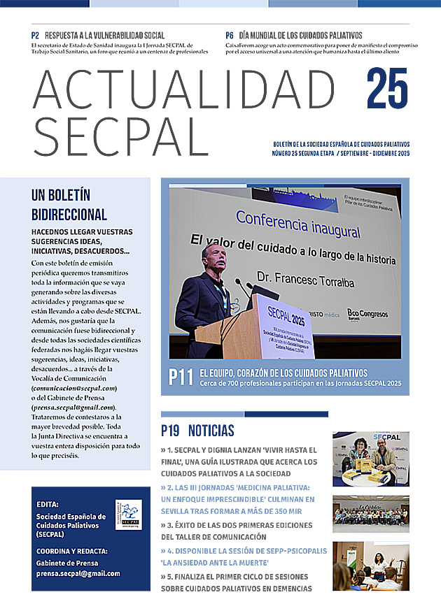 📰 Nuevo número de #ActualidadSECPAL, que incluye:

✔️ Balance de las Jornadas #SECPAL2025Zaragoza, el Mes de los #CuidadosPaliativos y la I Jornada #SECPAL de #TrabajoSocialSanitario

✔️ Guía Ilustrada, #SEMPALResidentes y ➕ Noticias 

🔗 Accede aquí ➡️ tinyurl.com/pns6x6mb