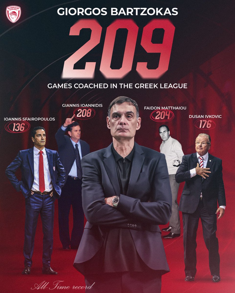 Olympiacos_BC's tweet image. History made 🔴⚪️

George Bartzokas becomes Olympiacos all-time leader in games coached in the @StoiximanGBL.

💻 
olympiacosbc.gr/el/we-are-olym…

#OlympiacosBC #WeAreOlympiacos #TogetherWeFight #OLYKOL