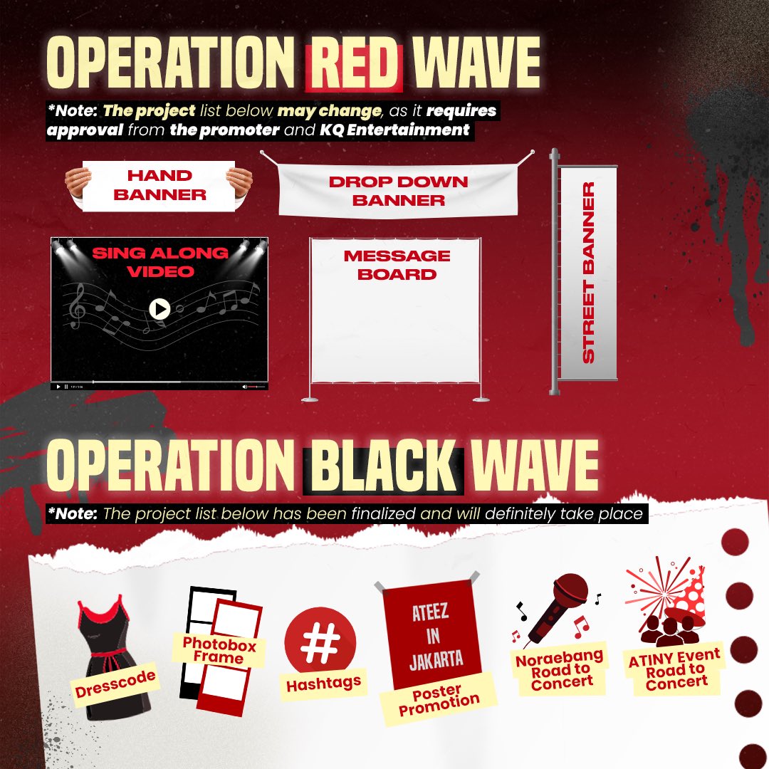 atinymedanevent's tweet photo. [📢] ATEEZ 2026 World Tour: In Your Fantasy Jakarta-FAN PROJECT by ATINY INDONESIA🇮🇩

Halo ATINY Medan!

ATINY Indonesia mempersembahkan fan project bertajuk 'The Operation: Black &amp; Red Wave' utk menciptakan keseruan &amp; kehangatn brsama dgn ATEEZ di konser prdana mrk di Indonesia. https://t.co/BStliVgHtJ