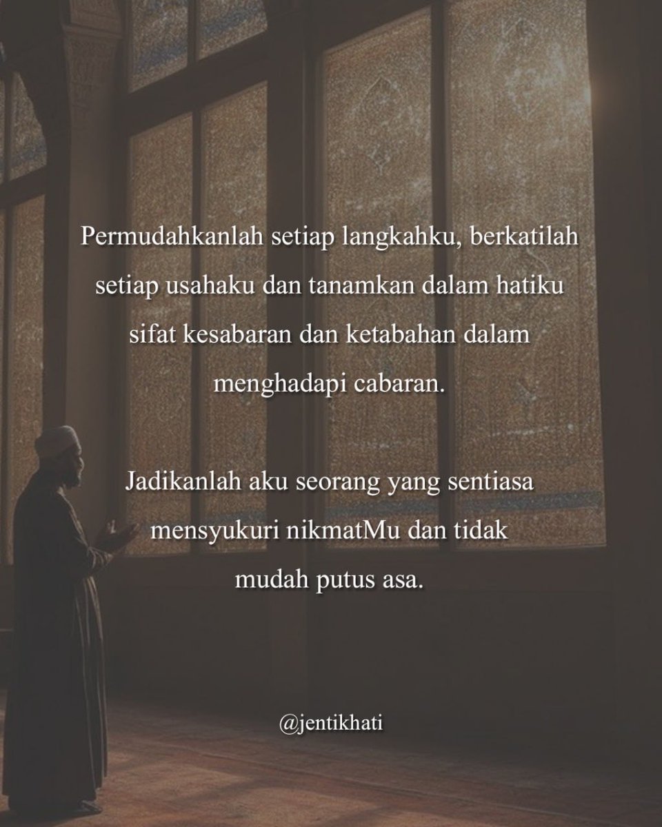jentikhati's tweet photo. Ahlan wa sahlan ya Rejab! Selamat menyambut malam 1 Rejab 1447H, antara malam mustajab doa.

اللَّهمَّ بارِك لنا في رَجبٍ وشعبانَ وبلِّغنا رمضانَ

Ya Allah, berkatlah kami dalam bulan Rejab dan Syaaban. Sampaikanlah kami ke dalam bulan Ramadan. https://t.co/ek5fuiIzaF