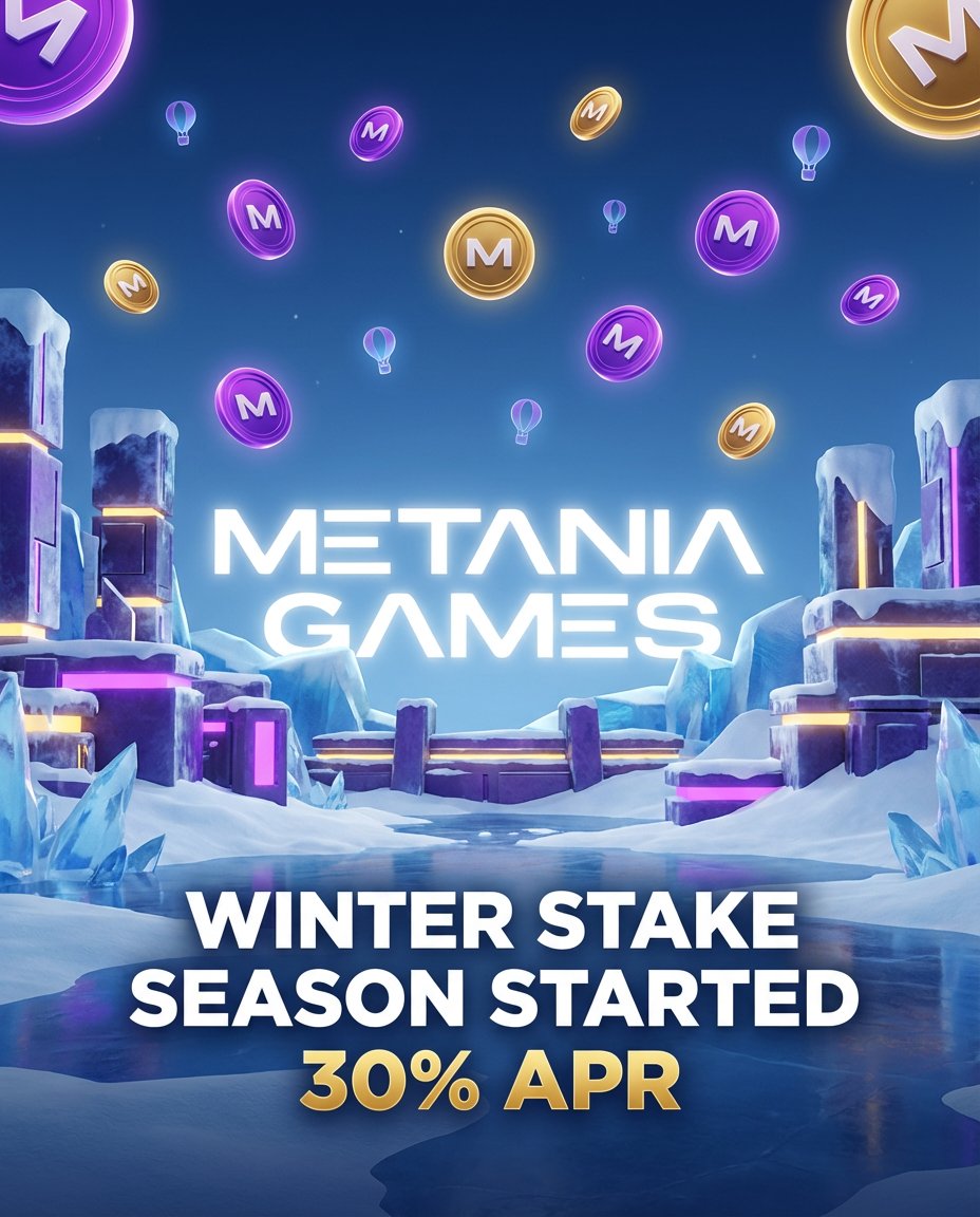 ❄️ Winter stake season is here! 
💎 Earn up to 30% APR while the world chills. 
Winter is for stakers — not sleepers. ☃️ 
🔗 metania.games/stake 
#Metania #GameFi #CryptoRewards