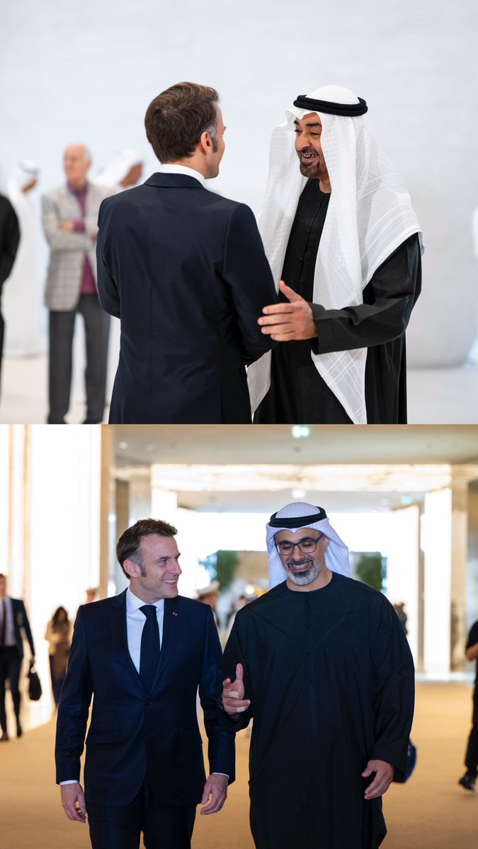 - ⁧#رئيس_الدولة⁩ يستقبل الرئيس الفرنسي الذي يقوم بزيارة عمل إلى الدولة

⁧#الإمارات_فرنسا⁩ 🇫🇷 🇦🇪
#hhmbz1