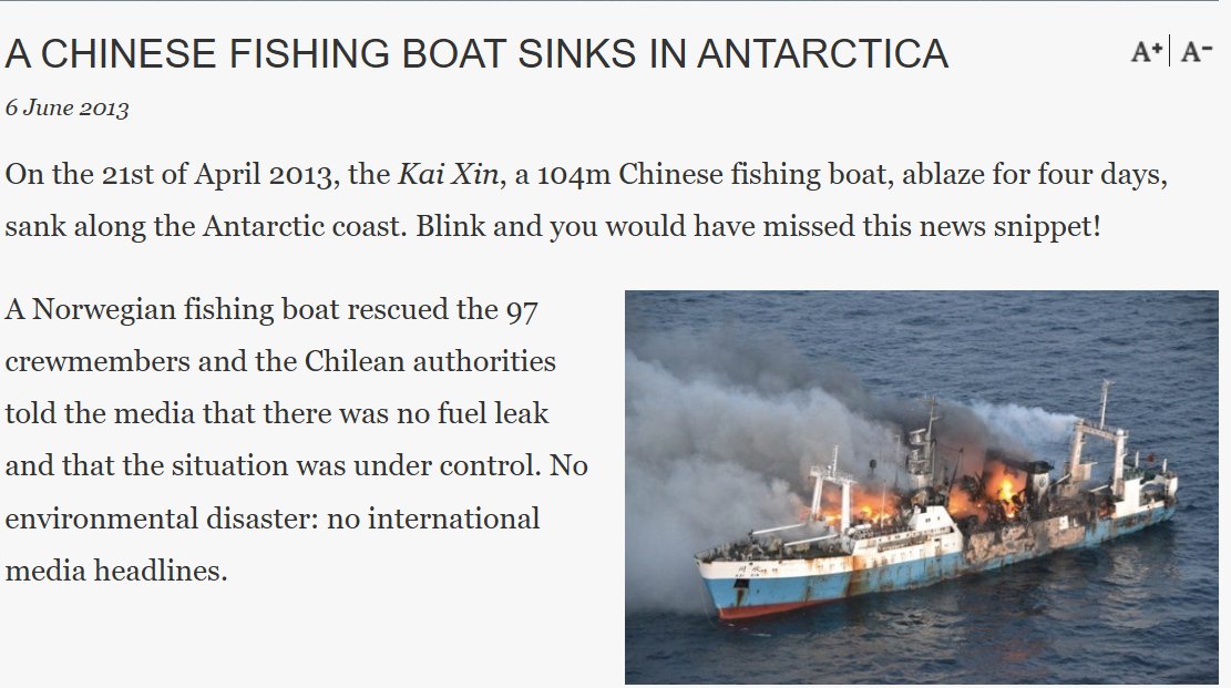 IsabellaAn67's tweet photo. A Chinese fishing vessel laden with hazardous chemicals, caught fire & sank in the protected waters off the Antarctic coast!

Hello @GretaThunberg, never heard you speaking on China's rampant environmental crimes!