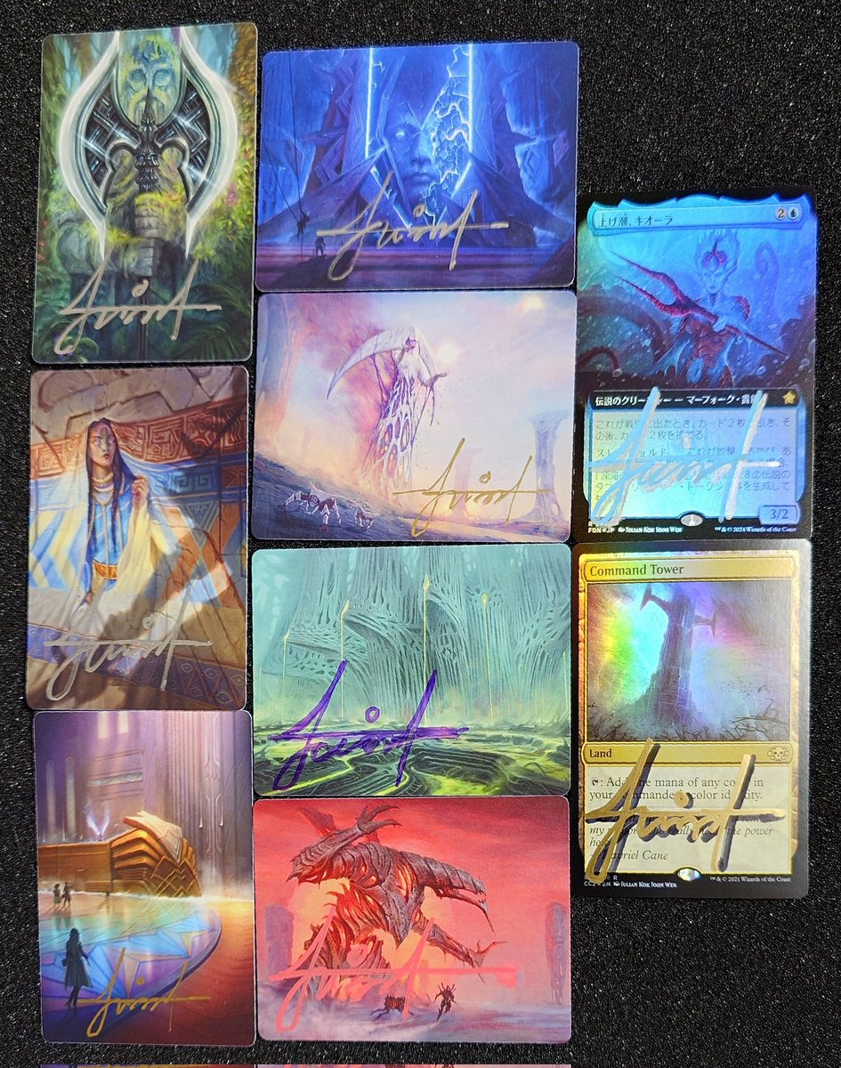 昨日は東京MTG様<a href="/TokyoMTG/">東京MTG - TokyoMTG.com</a>で開催されたArtist MeetupにてJulian Kok Joon Wen様<a href="/Julianimator/">Julian Kok</a>にカードへサインをしていただきました✒️
今回はアートカード多めでサインしていただきました✨
#artistmeetupmtg
#MTG
#MagicTheGathering