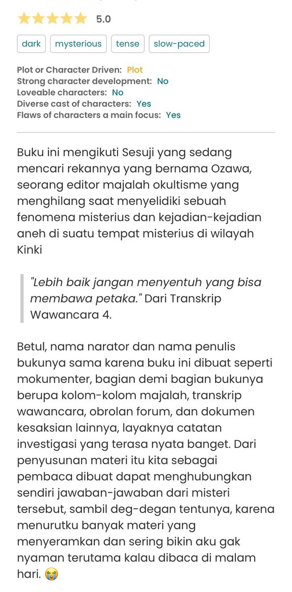 saetryi's tweet image. TENTANG SUATU TEMPAT DI WILAYAH KINKI
by SESUJI

REVIEW: 5/5 ★