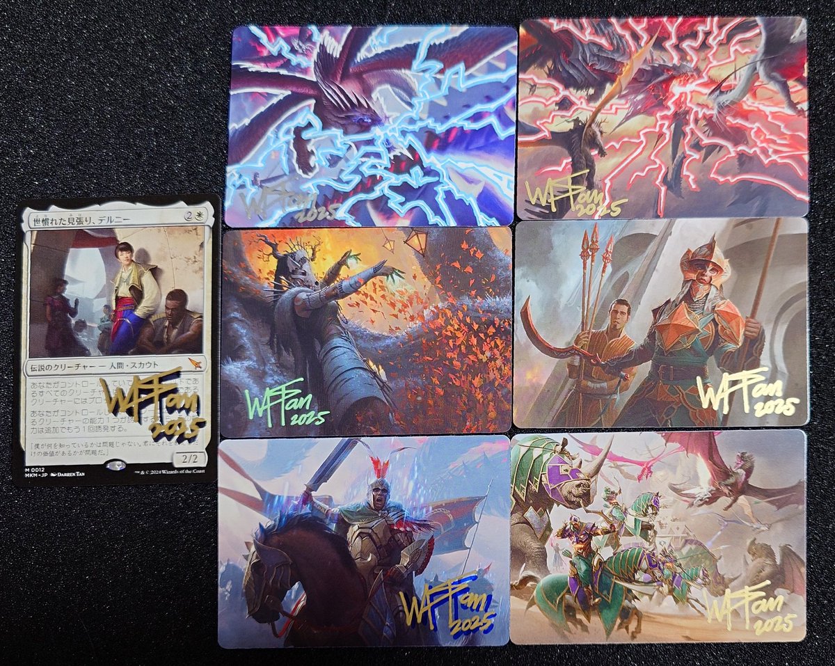 次も東京MTG様<a href="/TokyoMTG/">東京MTG - TokyoMTG.com</a>で開催されたArtist MeetupにてDarren Tan様にカードへサインとアートカードへ拡張をしていただきました✒️
拡張アートは稲妻を凄くしっかり描き込んでいただけました✨
アーティストプルーフも依頼したので完成がとても楽しみ👍
#artistmeetupmtg
#MTG
#MagicTheGathering