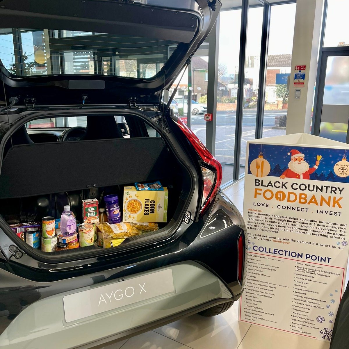 Our Toyota Stourbridge, Hereford and Worcester Centres are collecting for local food banks this festive season.  

Thanks to the generosity of our teams and customers, car boots are being filled with essential items to support families across our communities this Christmas 🎄
