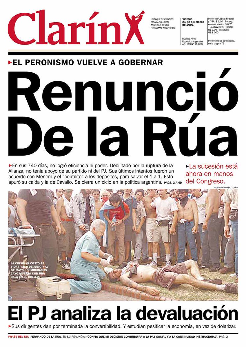 🇦🇷 El 21 de diciembre de 2001 volvía el peronismo al poder luego del Golpe de Estado ejecutado de manera conjunta por el PJ y la UCR.

La alianza golpista liderada por los socialistas Alfonsin y Duhalde ya llevaba meses incubándose y necesitó de los saqueos orquestados por los