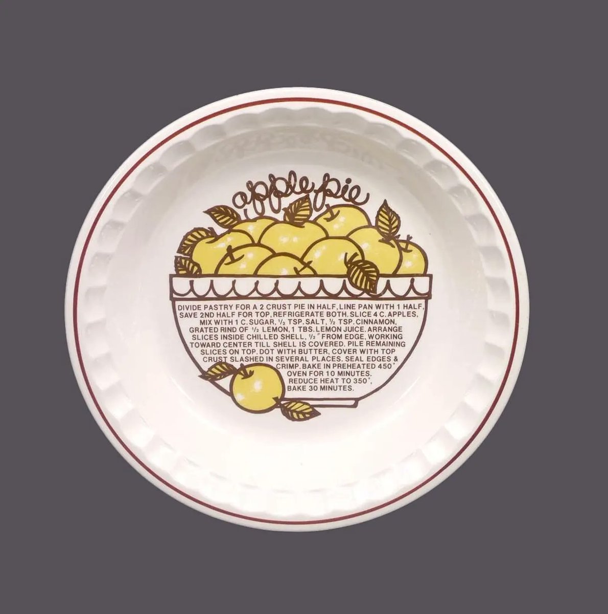 G97816960Girl's tweet image. Vintage Sunnycraft Apple Pie Plate: Stoneware Recipe Pie Baker etsy.me/3Y6x7WA via @Etsy #BuyfromGroovy #antiques #cookware #recipepieplate #SunnycraftApplePie #ApplePie #piebaker #etsysellers