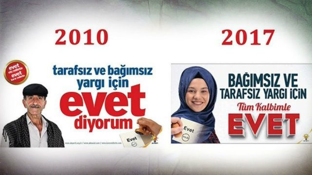 2010 ve 2017 referandumlarından afişler. Çok yazık!