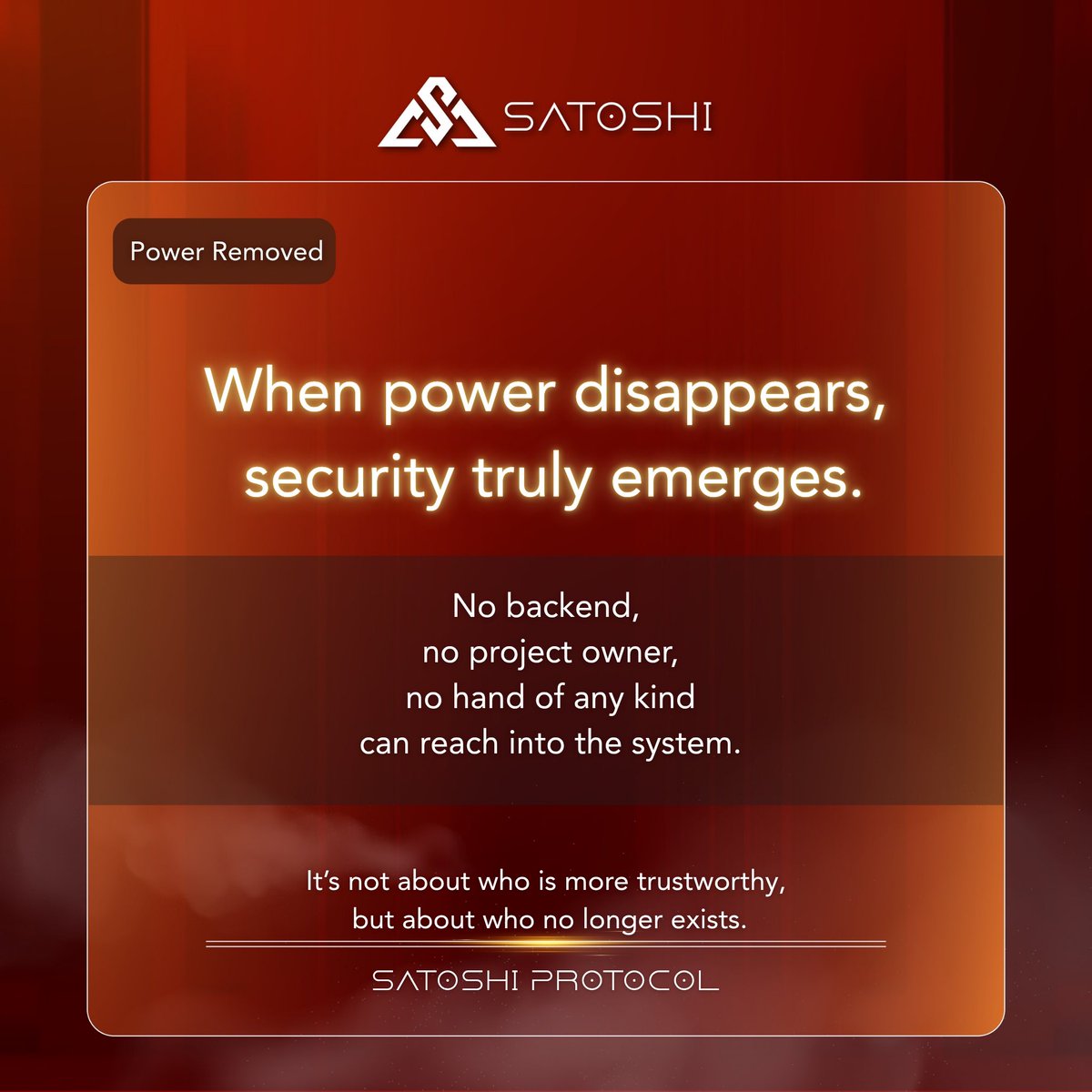SPRDEFI's tweet image. For the first time in human history,
security no longer depends on authority 🔥

No center
No permission
No exceptions
Where power disappears,
order grows naturally ✨

——— Satoshi Protocol

#SatoshiProtocol #Decentralization #OnChainCivilization #DistributedShareholders