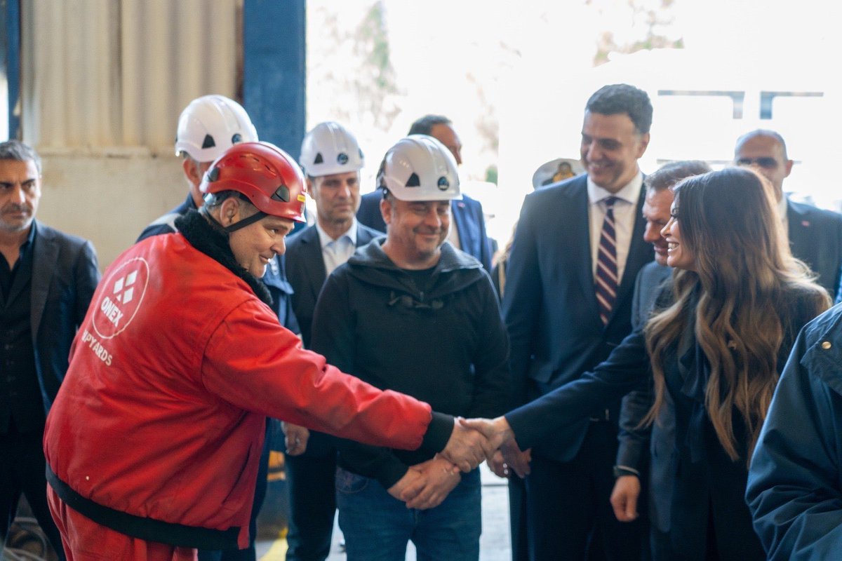 I joined Minister @VKikilias and Panos Xenokostas of @OnexShipyards in Elefsina for the “first steel cut” ceremony on Friday for next-generation ONEX tugboats, an exciting milestone for Greece’s maritime sector. With U.S. partnership, this project will create jobs, boost the
