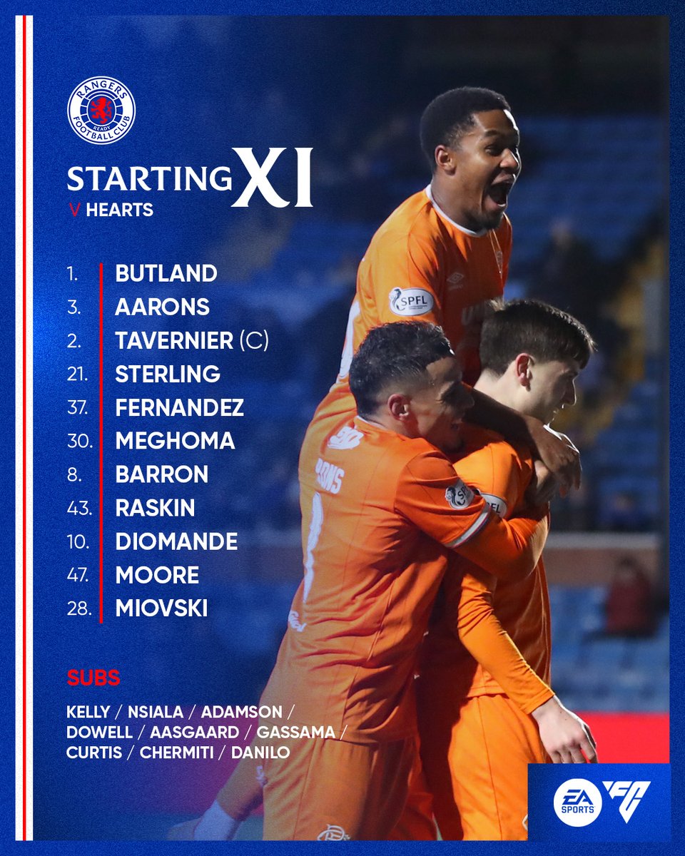 RangersFC's tweet image. 🆕 This afternoon’s team to face Hearts at Tynecastle.

📲 Full Team News | rng.rs/4s5Lnwe
