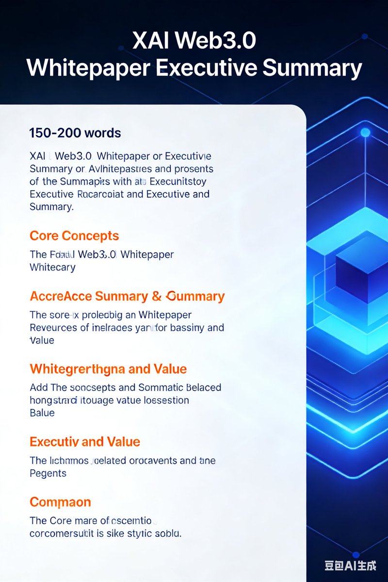 hl000029's tweet image. XAI Web3.0 Whitepaper (Executive Summary, 150–200 words)

XAI is an advanced artificial intelligence platform built for the Web3 era, designed to empower decentralized applications (dApps) with intelligent, autonomous, and trustless decision-making. Leveraging cutting-edge