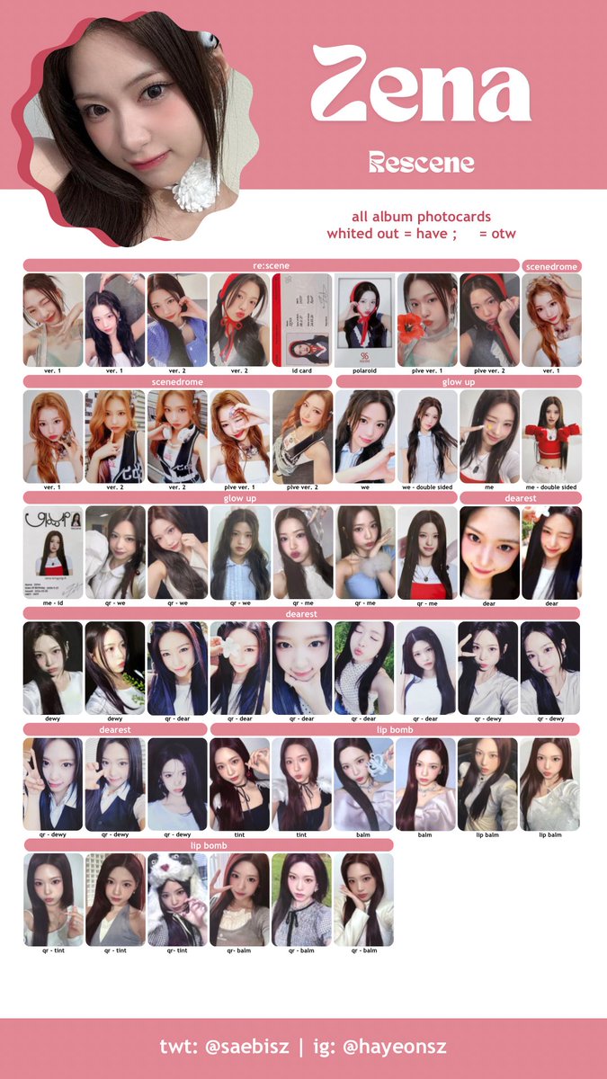 rescene 리센느 photocard 포토카드 template - updated with lip bomb